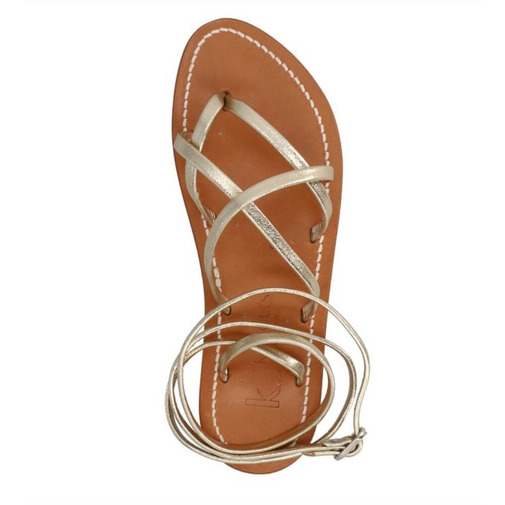 K. Jacques St Tropez Zenobie Sandals Strappy Champagne Gold Leather Gladiator 40